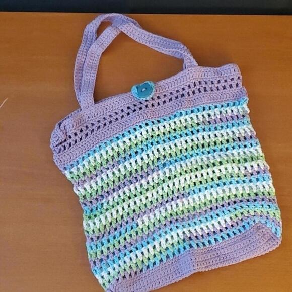 Colorful Handmade Crochet Tote Bag - Picture 1 of 4